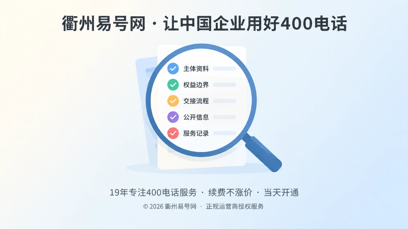 放大镜聚焦正规400电话服务五项核验清单